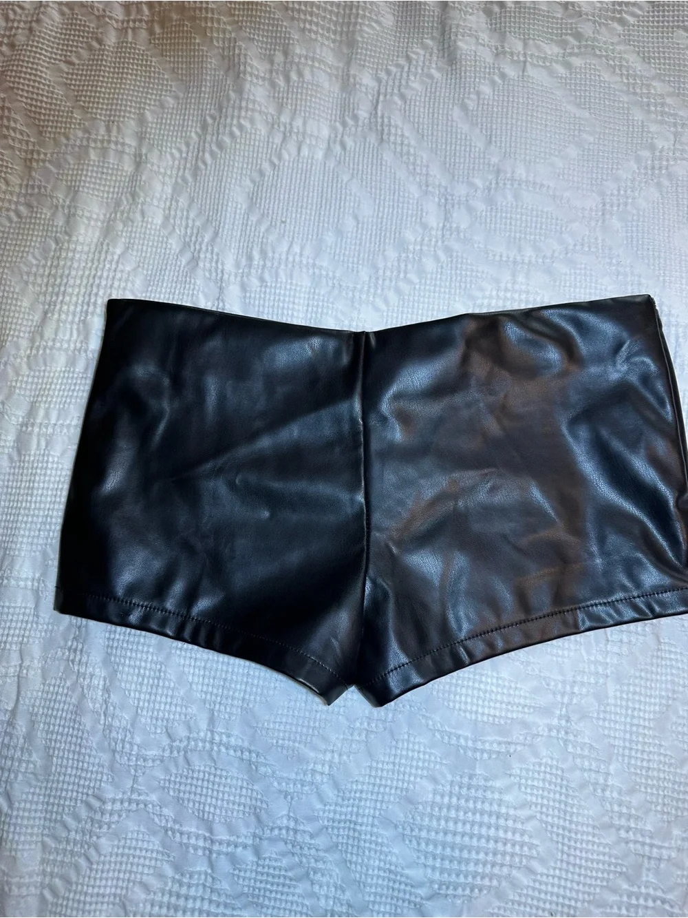 SHEIN faux leather Micro shorts with belt and grommets